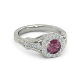 3Ct Round Cut Pink Ruby Diamond Vintage Engagement Ring 14K White Gold Finish