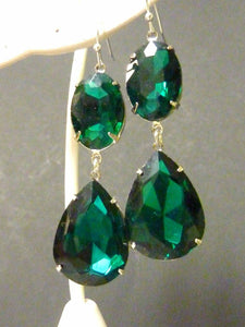 3ct Oval Pear Cut Green Emerald Tear Rain Drop Earrings 14k Yellow Gold Finish