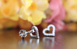 Heart Daily Wear Stud Earrings 0.32ct Round Cut Diamond 14k White Gold Finish