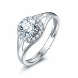 2.3ct Round Diamond Engagement Ring Halo Split Band Solitaire 14k WhiteGold Over