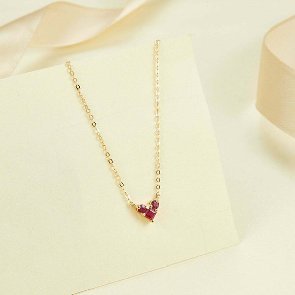 0.5ct Princess Cut Pink Ruby Three Stone Pendant with Chain 14k Yellow Gold Over