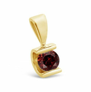 1ct Round Cut Red Garnet Unique Design Pendant 14k Yellow Gold Finish NO CHAIN