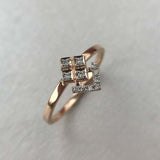 Square Crown Design Engagement Ring 1.2ct Round Cut Diamond 14k Rose Gold Finish