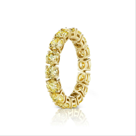 7Ct Round Cut Yellow Sapphire Full Eternity Wedding Band 14K Yellow Gold Finish