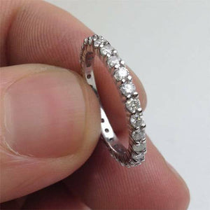 3Ct Round Cut Diamond Full Eternity Dainty Wedding Band 14K White Gold Finish