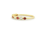 1ct Round Cut Pink Ruby Milgrain Half Eternity Wedding Band 14k Yellow Gold Over