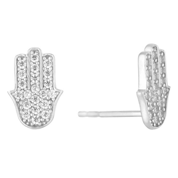 2Ct Round Cut Diamond Hamsa Design Stud Earrings for Women 14K White Gold Finish