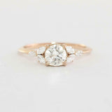 Leaf Marquise Accent Engagement Ring 1.5ct Round Cut Diamond 14k RoseGold Finish