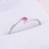 0.2ct Round Cut Pink Sapphire Tension Set Solitaire Ring 14k White Gold Finish