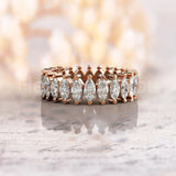 3ct Marquise Simulated Diamond Full Eternity Wedding Band 14k Rose Gold Plated