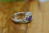 1ct Heart Cut Purple Amethyst Engagement Ring Claddagh Irish 18k White Gold Over