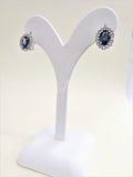 2ct Oval Cut Simulated Blue Tanzanite Halo Stud Earrings 14k White Gold Plated