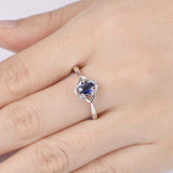 1.4ct Oval Cut Blue Sapphire Engagement Ring Halo Solitaire 18k WhiteGold Finish