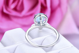 2ct Pear Blue Aquamarine Engagement Ring Diamond Halo Women 14k White Gold Over