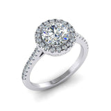 1.5ct Round Cut Diamond Engagement Ring Halo 14k White Gold Finish Round Accents