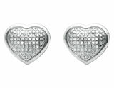 0.25ct Round Cut  Diamond Puffed Heart Stud Earrings Women 14k White Gold Finish