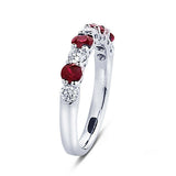 2ct Round Alternate Ruby Diamond Half Eternity Wedding Band 14k WhiteGold Finish