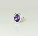 2ct Oval Cut Purple Amethyst Engagement Ring 14k White Gold Finish Halo Vintage