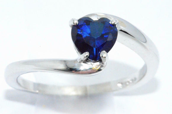 1ct Engagement Ring Heart Cut Sapphire Swirl Twist Solitaire 14k White Gold Over