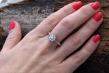 Cluster Flower Engagement Ring 1.3ct Round Cut Diamond 14k White Gold Finish