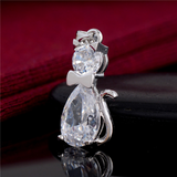 1.5Ct Pear Cut Diamond Kitten Cat Design Pendant 14K White Gold Finish NO CHAIN