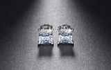 1.5ct Princess Cut Diamond 4 Prong Solitaire Stud Earrings 14k White Gold Finish