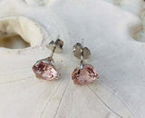 1ct Stud Earrings Round Cut Peach Morganite Solitaire Women 14k WhiteGold Finish