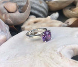 2ct Engagement Ring Cushion Cut Purple Amethyst Solitaire 14k White Gold Finish