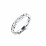 Bezel Set Half Eternity Wedding Band 0.4ct Baguette Diamond 14k White Gold Over