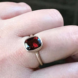 1.2ct Cushion Red Garnet Engagement Ring Bezel Set Solitaire 14k YellowGold Over