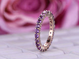 1.5ct Round Cut Amethyst Wedding Band Eternity Anniversary 14k Rose Gold Finish