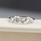 Unique Stackable Wedding Band 1.5ct Baguette Cut Diamond 14k White Gold Finish