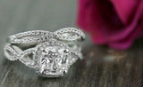 5Ct Cushion Cut Diamond Bridal Set Split Shank Ring Band 18K White Gold Finish