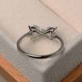 1.2ct Engagement Ring Heart Cut Diamond Bow Knot Design 14k White Gold Finish