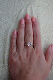 3ct Heart Cut Diamond Solitaire Ring 14k Rose Gold Finish with Marquise Accents