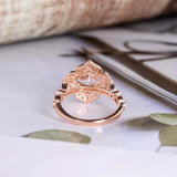 2ct Cushion Cut Peach Morganite Engagement Ring Halo Milgrain 14k Rose Gold Over