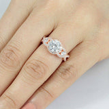 5Ct Round Cut Diamond Bridal Set Split Band Stylish Ring 14K Rose Gold Finish