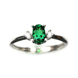 1ct Oval Cut Green Emerald Engagement Ring Minimalist Trilogy 14k WhiteGold Over