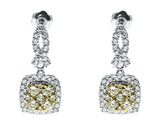 1.3ct Round Cut Diamond Stylish Halo Dangle Earrings Women 14k Two Tone Finish