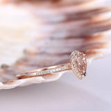 1.2ct Pear Cut Peach Morganite Solitaire Engagement Ring 14k Rose Gold Finish