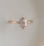 1ct Cushion Cut Peach Morganite Crown Setting Engagement Ring 14k Rose Gold Over