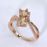 2ct Round Peach Morganite Two Stone Bypass Engagement Ring 14k Rose Gold Finish