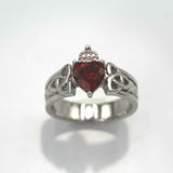 1ct Heart Cut Pink Ruby Engagement Ring Celtic Trinity 14k White Gold Finish