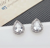 2Ct Pear Cut VVS1/D Diamond Halo Solitaire Stud Earrings 18K White Gold Finish