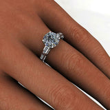 Solitaire with Round Accent Engagement Ring 2ct Round Diamond 14k WhiteGold Over