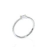 1.3ct Baguette Cut Diamond Round Accents Engagement Ring 14k White Gold Finish