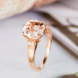 2ct Cushion Cut Peach Morganite Diamond Accent Solitaire Ring 14k Rose Gold Over