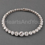 15ct Round Cut Moissanite Graduated Tennis Bracelet 14k White Gold Plated