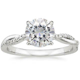 3ct Round Cut Diamond Engagement Ring 14k White Gold Over Twist Shank Solitaire