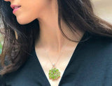 4ct Green Peridot Pendant Round Cut Cluster 14k White Gold Finish NO CHAIN